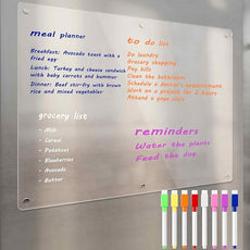 Acrylic Magnetic Dry Erase Board for Fridge, Clear Whiteboard for Refrigerator, Notepad Memo to Do/Grocery List White Board, w/ 8 Colors Markers, 15