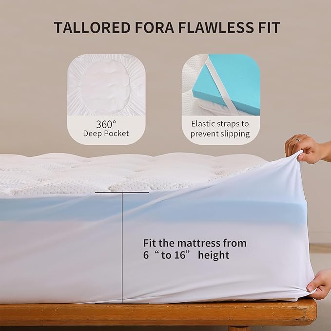 3 inch Dual Layer King Mattress Topper for Back Pain Relief，2 Inch Cooling Gel Memory Foam Plus 1 Inch Pillow Top Mattress Pad Cover 15% Viscose Made from Bamboo, with 6-16 Inch Deep Pocket (King)