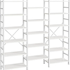 SUPERJARE Triple 6 Tier Bookshelf, Bookcase with 17 Open Display Shelves, Wide Book Shelf Book Case for Home & Office, White