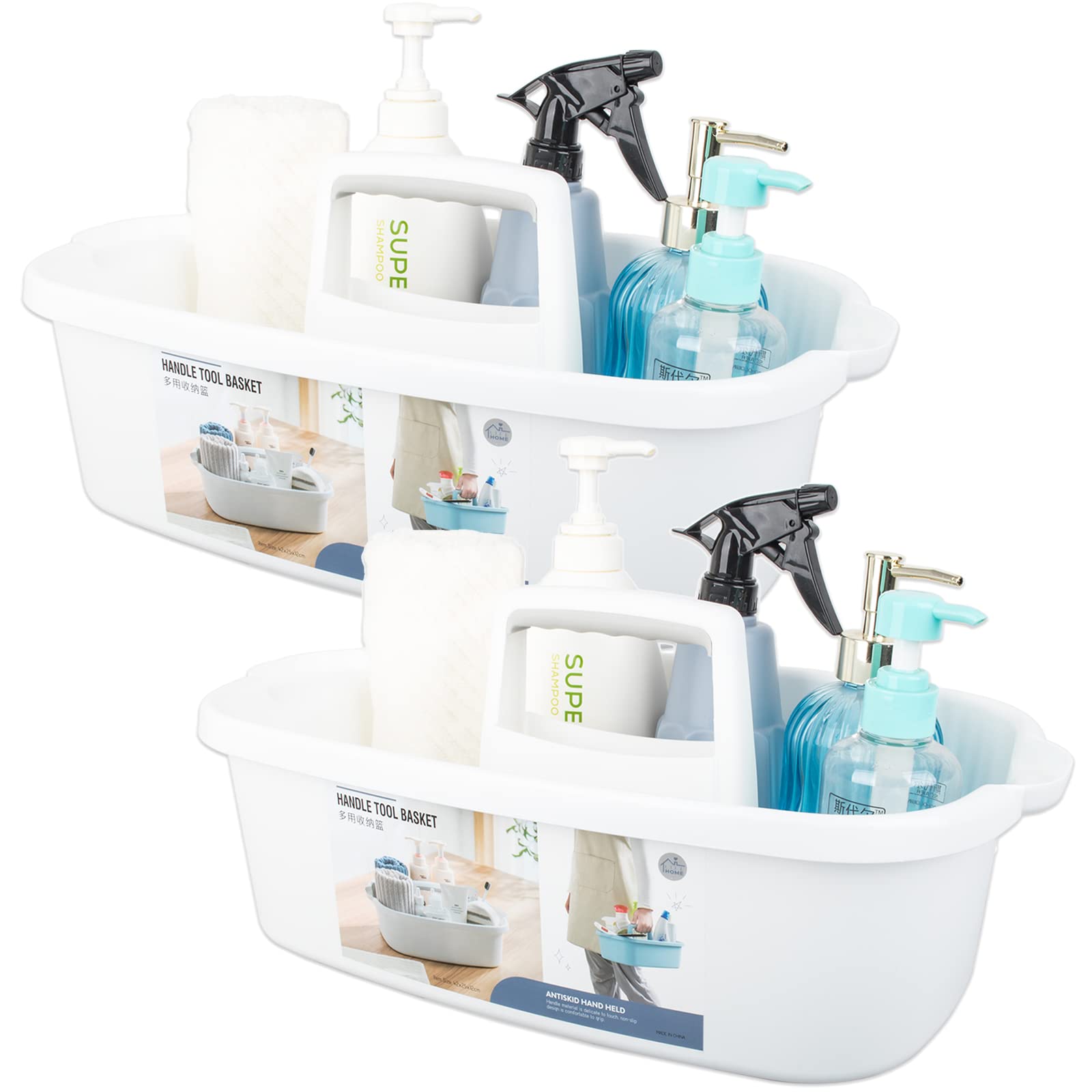 JiatuA Large Cleaning Supplies Caddy Portable Shower Basket Supply Organizer with Handle Plastic Bucket Tool Storage for Bathroom, Bedroom, Kitchen, College Dorm, Garden, Dark Gray Dormly
