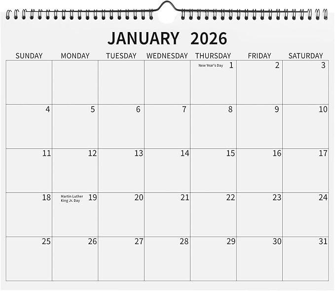 Wall Calendar 2026, 2026 Calendar January 2026 to December 2026, 14"×11" Hanging Calendar for Home Office School Planning (Simple, Horizontal)