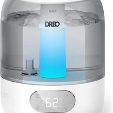 Dreo Humidifiers for Bedroom, Cool Mist Ultrasonic Humidifiers with 30Hr Runtime, Top Fill 3L Tank, Easy Clean, Humidity Sensor, Night Light for Baby, Nursery, 360° Nozzle for Plants and Home, Grey