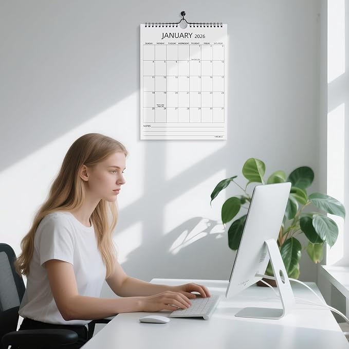 Wall Calendar 2026, 18 Months Calendar January 2026 to June 2027, 8.5"×11" Hanging Calendar for Home Office School Planning (Simple, Vertical)