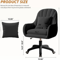 Cute Home Office Chair Velvet Upholstered Desk Chairs with Mid Back Swivel Adjustable Makeup Vanity Computer Chair with Wheels