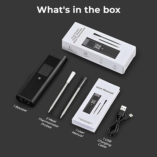 BlueSwan Bluetooth Meat Thermometer Digital, Food Thermometer Wireless 820 ft Range with 2 Color Probes with APP for Grill, Smoker, Oven, Magnetic Design for Cooking, BBQ, Valentines Day Gifts for Him