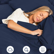 Extra Deep Pocket King Sheets - 4 Piece Breathable & Cooling Bed Sheets - Hotel Luxury Bed Sheet Set - Soft, Wrinkle Free & Comfy - Easily Fits Extra Deep Mattresses - Deep Pocket Navy Blue Sheets Set