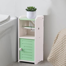 AOJEZOR Toilet Paper Holder Stand: Freestanding PVC Cabinet Storage for Small Bathroom Spaces for Homes and Renters-Mint Green