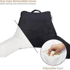 Nestl Reading Pillow for Kids & Teens with Shredded Memory Foam, Backrest Pillows for Reading, Watching, and Gaming, Use on The Couch, Bed, or Floor, Adjustable Support with Washable Cover Black