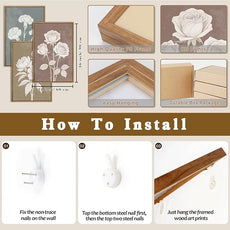 BINCUE Boho Floral Wall Painting Framed Botanical Wall Art Decor Flower Print for Living Room Bedroom Dining Room 16