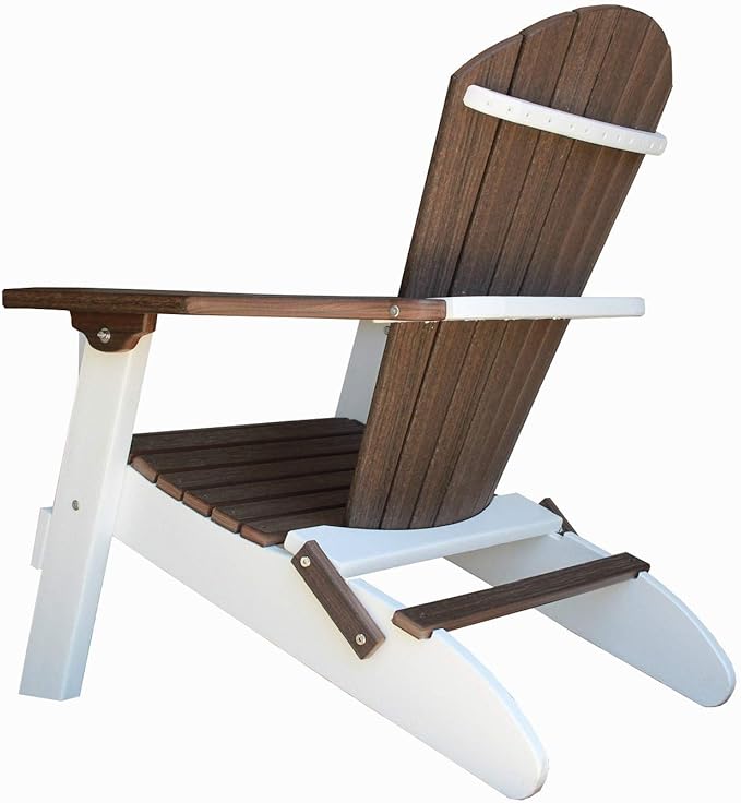 Deluxe Folding Poly Adirondack Folding Chair (Brazilian Walnut/White)
