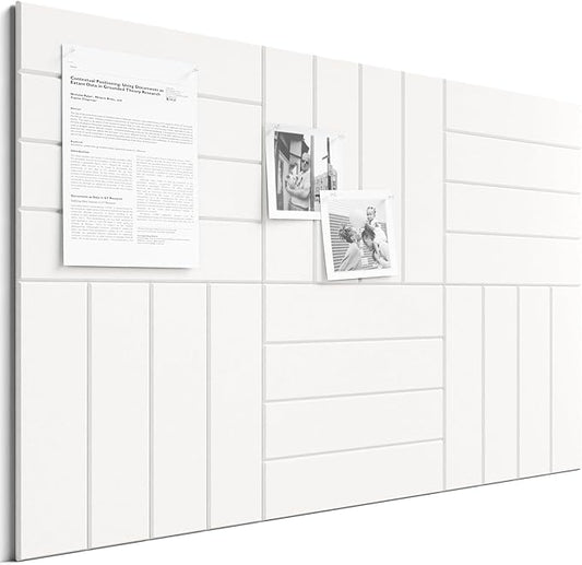 Bumusty Large Cork Board Alternative-36 x24 Felt Bulletin Board Tiles, with 30 Pushpins, 40 Adhesive Tabs, 6-Pack Slat Wall Paneling, Cork Boards for Office Push Pin Board Felt Board-Milky White