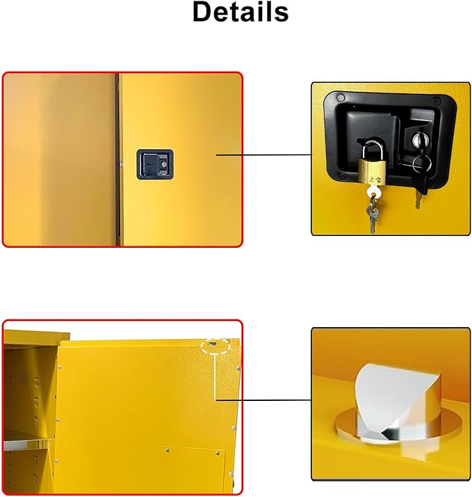 koxuyim Fire Resistant Storage Cabinet, Double Wall Steel Construction, Explosion Proof Storage Cabinet with Adjustable Shelf Meets Safety Standards (43" x 18" x 44")