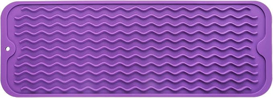 Silicone Dish Drying Mat for Multiple Usage,Easy clean,Eco-friendly,Heat-resistant Silicone Mat for Kitchen Counter,Sink,Bar,Bottle,or Cup Purple M 17 inches x 6 inches