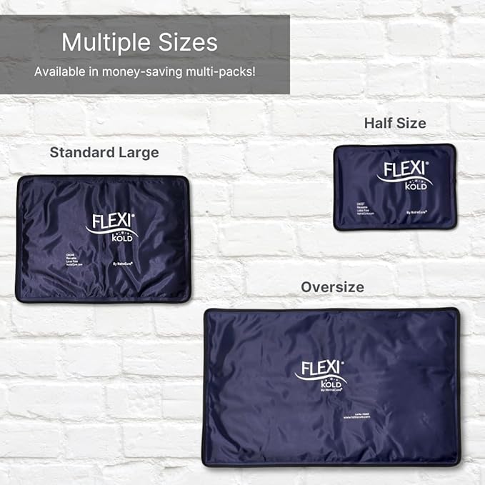 FlexiKold Gel Soft Flexible Ice Packs for Injuries - Reusable Freezer Cold Pack, Cold Compress & Cooling Gel Pad for Face, Shoulder, Hip, Leg, Arm, Ankle & Foot Injury - Medium - 7.5” x 11.5”