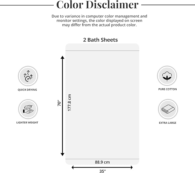 Tens Towels Pack of 2 Extra Large Bath Sheets 35 x 70 Inches, 100% Cotton, Larger & Lighter Weight, Quicker to Dry, Super Soft & Absorbent, Oversized Bath Towels, Brown
