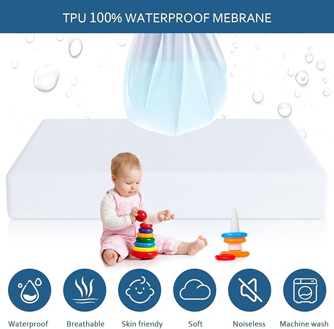 Twin XL Mattress Protector Cover Cooling,Extra Long Twin Waterproof Viscose Terry Mattress Protector for College Dorm Room Essentials,Soft and Noiseless,Deep Pocket Fits Up to 14 Inch,2 Pack