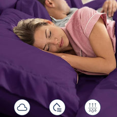 Extra Deep Pocket Split King Sheets - 5 Piece Breathable & Cooling Bed Sheets - Hotel Luxury Bed Sheet Set - Soft, Wrinkle Free & Comfy - Easily Fits Extra Deep Mattresses - Deep Pocket Purple Sheets
