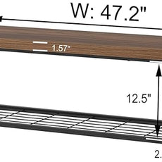 FOLUBAN Shoe Bench, Modern Wood and Metal Storage Bench for Entryway Hallway, Industrial Indoor Bedroom Bench Seat for Living Room, Mudroom, Rustic Walnut, 47 Inch