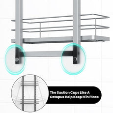 Shower Caddy Hanging (Silver), Adjustable Anti-Swing-Over The Shower Head Caddy, 3 Tier Height Bathroom Storage Organizer Bathroom Shelves Basket Rack Shower Caddies (3Tier)