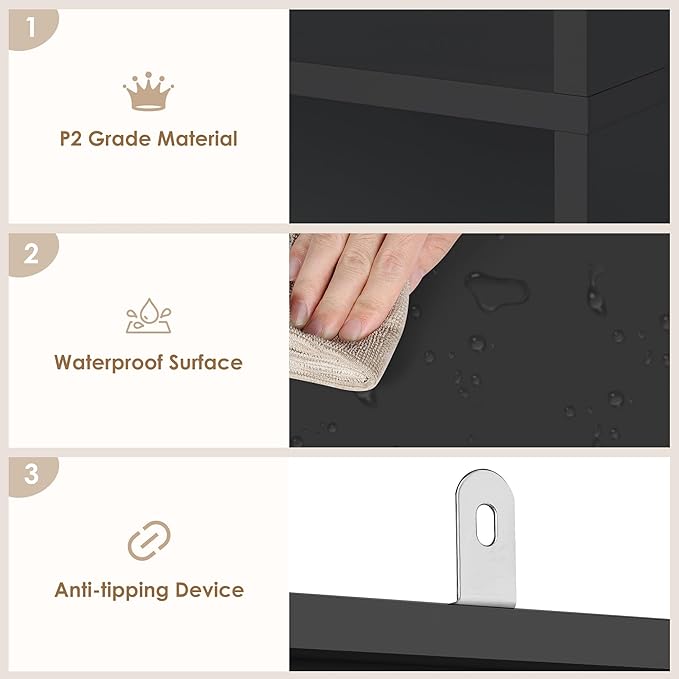 FOTOSOK 6-Tier Open Bookcase and Bookshelf, Freestanding Display Storage Shelves Tall Bookcase for Bedroom, Living Room and Office, Black