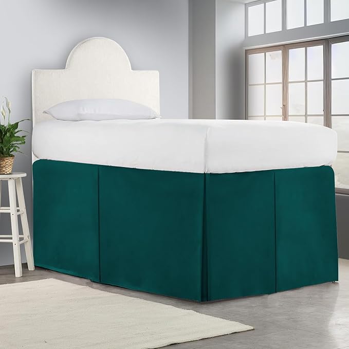 600TC -Dorm Bed Skirt - Split Corner Tailored Dorm Sized Bed Skirt - Dorm Room Essentials - Dorm Bed Skirt 100% Egyptian Cotton - Dorm Décor Bed Skirt Twin XL - 54" Drop (Teal, Solid)
