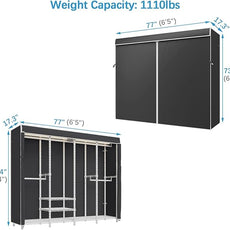 VIPEK V40LC Covered Clothes Rack with Dimmable LED Lights, Heavy Duty Garment Rack with Cover Portable Closet Wardrobe Clothing Racks for Hanging Clothes, White Closet Racks with Black Oxford Cover