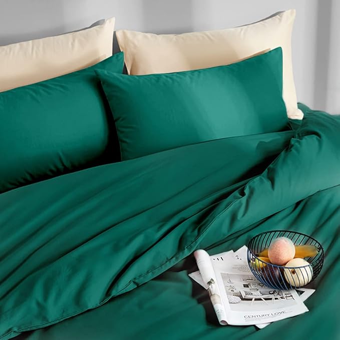 FLXXIE 2 Pack Microfiber King Pillow Cases, 1800 Super Soft Pillowcases with Envelope Closure, Wrinkle, Fade and Stain Resistant Pillow Covers, 20x36, Dark Green