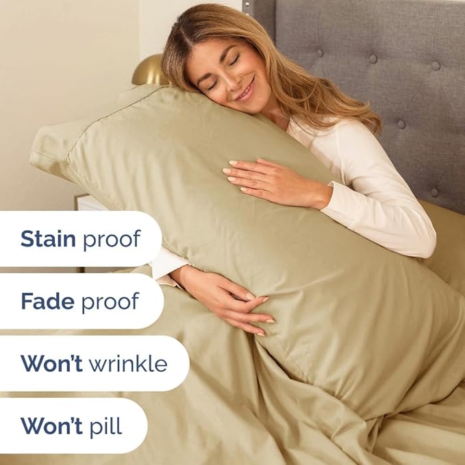 Extra Deep Pocket Twin Sheets - 3 Piece Breathable & Cooling Bed Sheets - Hotel Luxury Bed Sheet Set - Soft, Wrinkle Free & Comfy - Easily Fits Extra Deep Mattresses - Deep Pocket Beige Sheets Set