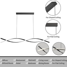 Modern LED Pendant Lights, 39in Chandelier Dimmable with Remote Control 3000k-6000K Adjustable Color Temperature, Aluminum Island Lighting Lamp Fixture for Kitchen, Dining Room, Billiard Room