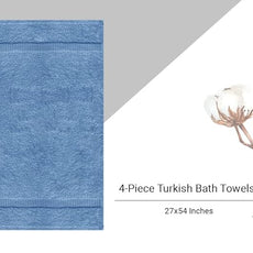 Towel Bazaar Premium Cotton Super Soft and Absorbent Turkish Towels (4-Piece Bath Towels, Wedgewood)
