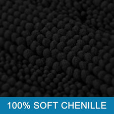 H.VERSAILTEX 2 Piece Bathroom Set - Super Absorbent Chenille Striped Bath Mats - Non Skid Machine Wash Dry Rugs for Bathroom Floor (Black, 24 x 36 Plus 20 x 32 - Inches)