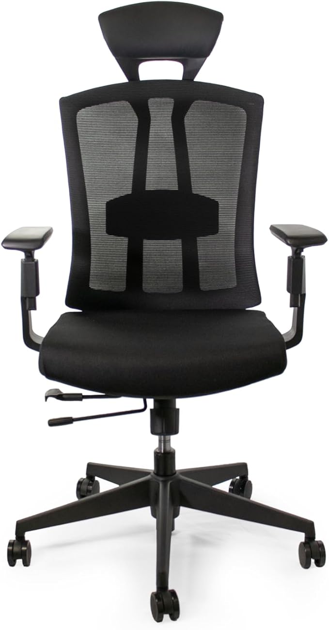 SUNLINE Ergo Plus Ergonomic Office Chair - Desk Chair, Mesh Computer Leatherette Headrest, Memory Foam Seat, and Smooth Casters - Adjustable Lumbar Support, Home Office - Black, 330 lbs