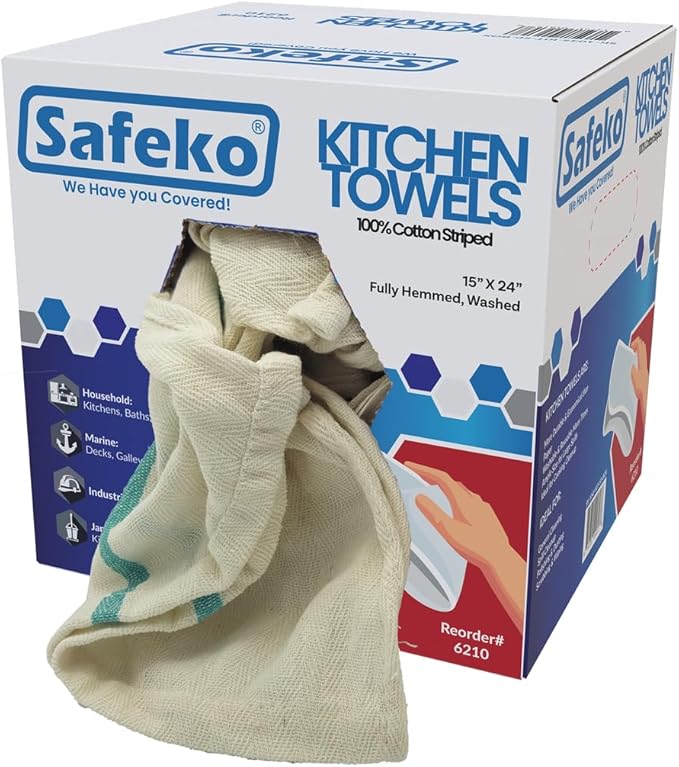 Cotton Striped Kitchen Towels - 5 LBS CASE