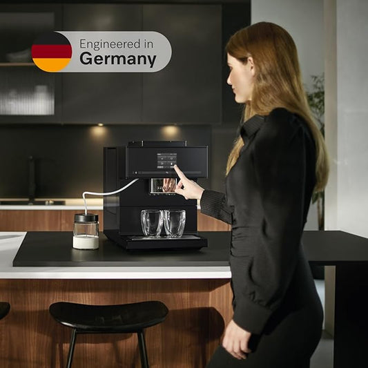 Miele CM 7750 CoffeeSelect Automatic Coffee Machine - OneTouch for Two, AromaticSystem, 10 individual profiles, DoubleShot, CupSensor, WiFi-compatible, automatic descaling, in Obsidian Black