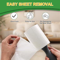 Lint Roller Pet Hair Value Pack of 500 Sheets, Extra Sticky Lint Remover for Dog & Cat Fur, Clothes, Furniture, Couches Reusable Rollers for Fuzz, Fluff & Hair (White, 2 Count / 500 Sheets)