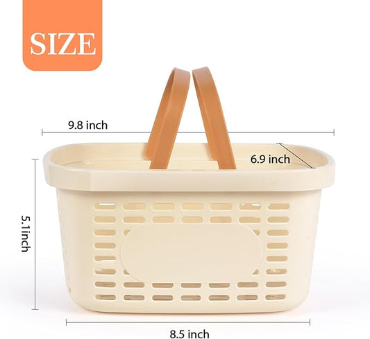 Plastic Shower Caddy Portable,Tote Storage Organizer Basket Bin with Handle for Bathroom,Dorm,College,Camp,Travel,1 Pack,Cream
