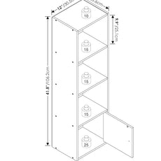 Furinno Luder Shelf Bookcase with 1 Door Storage Cabinet, Blackwood