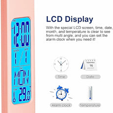 Multifunctional LED Desk Lamp with Wireless Charger,USB Charging Port,Clock,Phone Holder,Desk Lamps for Home Office,Eye-Caring Reading Lamp,Study Lamp for Boys,Girls,Teens,Pink