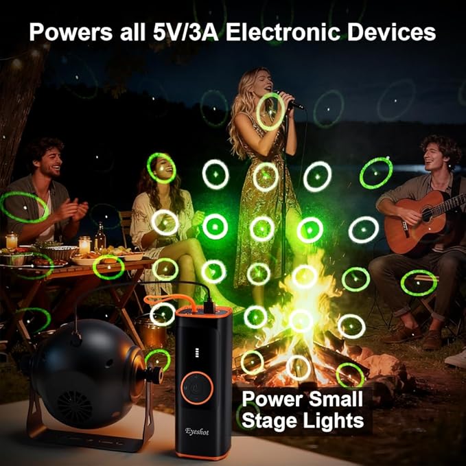 Eyeshot Tire Inflator Portable Air Compressor, Fast Inflation & High Battery Capacity, 150PSI Cordless Air Pump for Car Tires, SUV, Motorcycle, Bike, Ball with Digital Pressure Gauge & LED Light