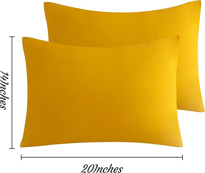 NTBAY Toddler Pillow Cases Set of 2, 2 Pack Brushed Microfiber 14x20 Pillow Cases, Soft, Wrinkle, Fade, Stain Resistant Ginger Yellow Pillow Cases with Envelope Closure, 14x20 Inches, Ginger Yellow