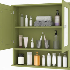 22.2 Inch Mirrored Medicine Cabinet for Bathroom, Over Toilet Wall-Mounted Storage Cabinet with Adjustable Shelf, Waterproof MDF Cabinet for Bathroom Organization