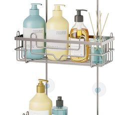 Consumest Over the Door Shower Caddy - 2-Tier Hanging Shower Organizer with Soap Holder, Rustproof Bathroom Storage and Organizer Rack for Shampoo, Towels, and Toiletries, Sand Nickel