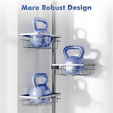 Corner Shower Caddy Tension Pole,30-120 Inch Adjustable Shower Organizer, 6-Tier Shower Shelves with Towel Rack/Toothbrush Holder/Soap Dish, Bathroom Corner Storage Rust-Resistant