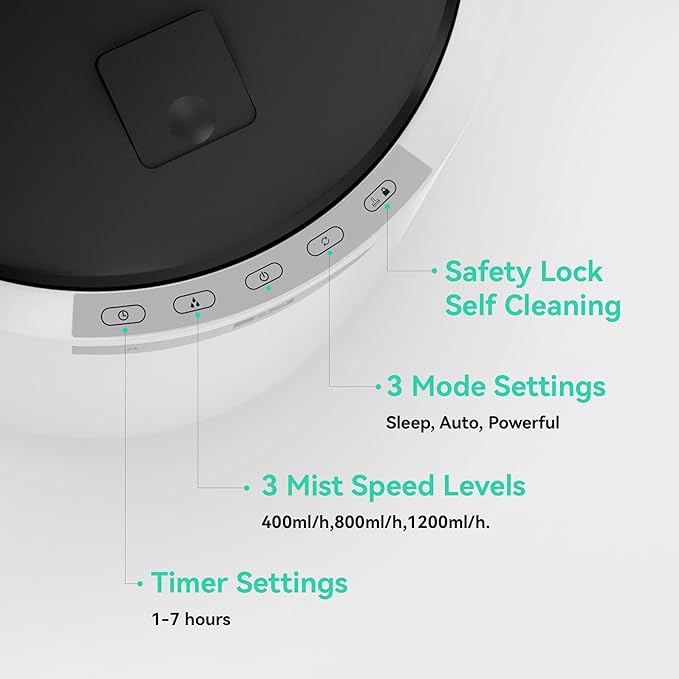 Humidifiers for Large Room, Y&O 10L(2.64Gal) Steam Whole House Humidifier for Plants, Filterless Design, Auto Shut Off, 3 Level Mist Maximum 1200ml/H Output, Covering up to 1000 sq.ft