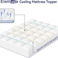 ELEMUSE Cal King Mattress Topper for Back Pain, Extra Thick Mattress Pad Cover, Plush Soft Pillowtop with Elastic Deep Pocket, Overfilled Down Alternative Filling