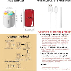 180ml Portable Small Humidifier with Colorful LED Night Light, USB Personal Desktop Humidifier for Car Home Office Travel, Auto Shut-Off, 2 Mist Modes, Super Quiet