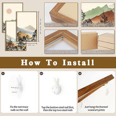 BINCUE Large Boho Mountain Wall Art Framed Wall Decor Watercolor Landscape Art Print Set of 3 for Living Room Bedroom Office 36x24 Inches