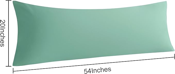 NTBAY Microfiber Body Pillowcase Set, 20x54 Inches, Mint Green, Soft, Wrinkle, Fade Resistant, Envelope Closure, 2 Pc