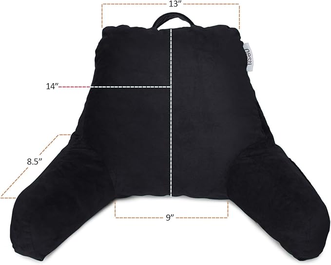 Nestl Reading Pillow for Kids & Teens with Shredded Memory Foam, Backrest Pillows for Reading, Watching, and Gaming, Use on The Couch, Bed, or Floor, Adjustable Support with Washable Cover Black