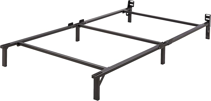 Amazon Basics Metal Twin Size Bed Frame(Box Spring Required), 6-Leg Base for Box Spring and Mattress Support, Tool-Free Easy Assembly, Black